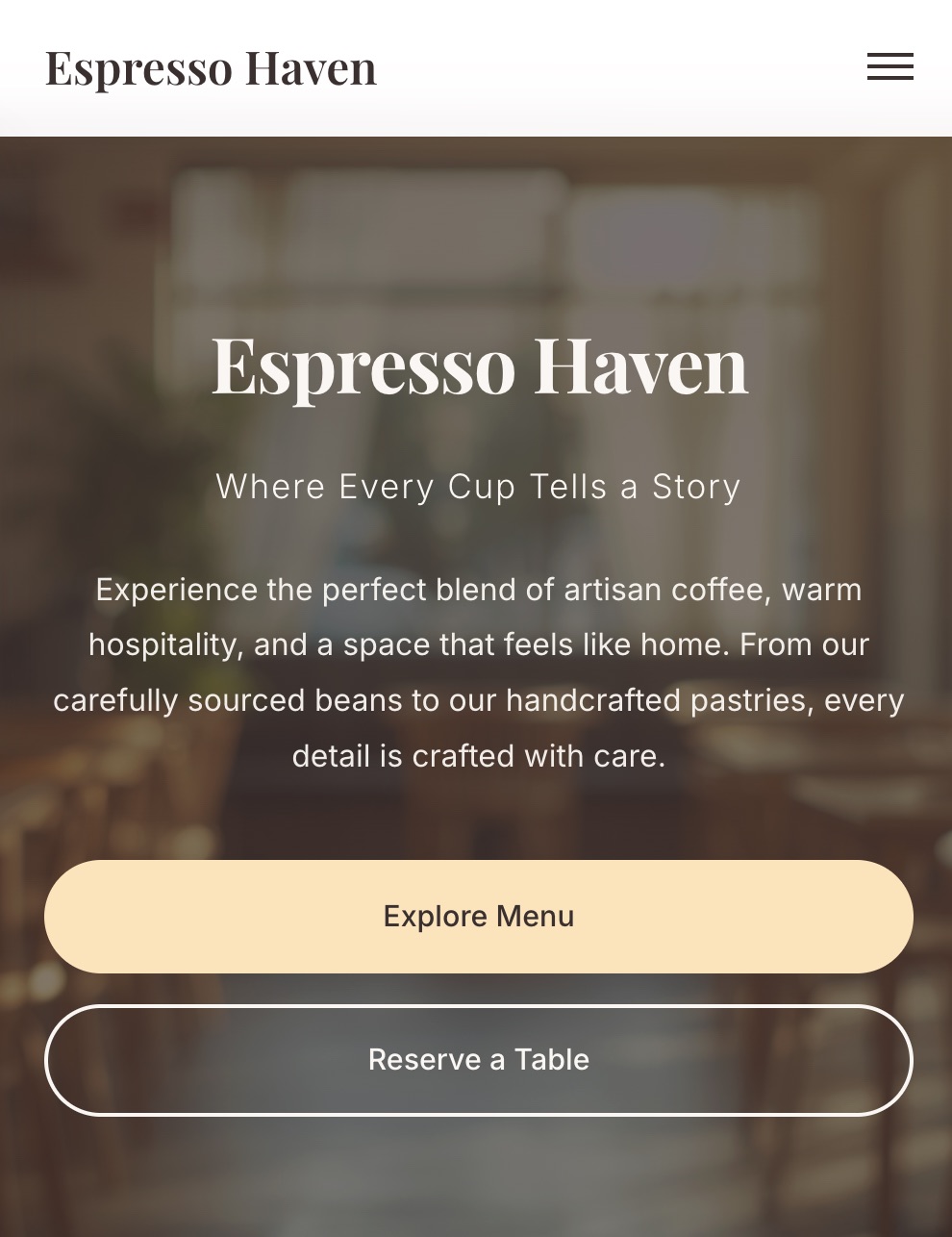 Cafe Basic mobile demo preview