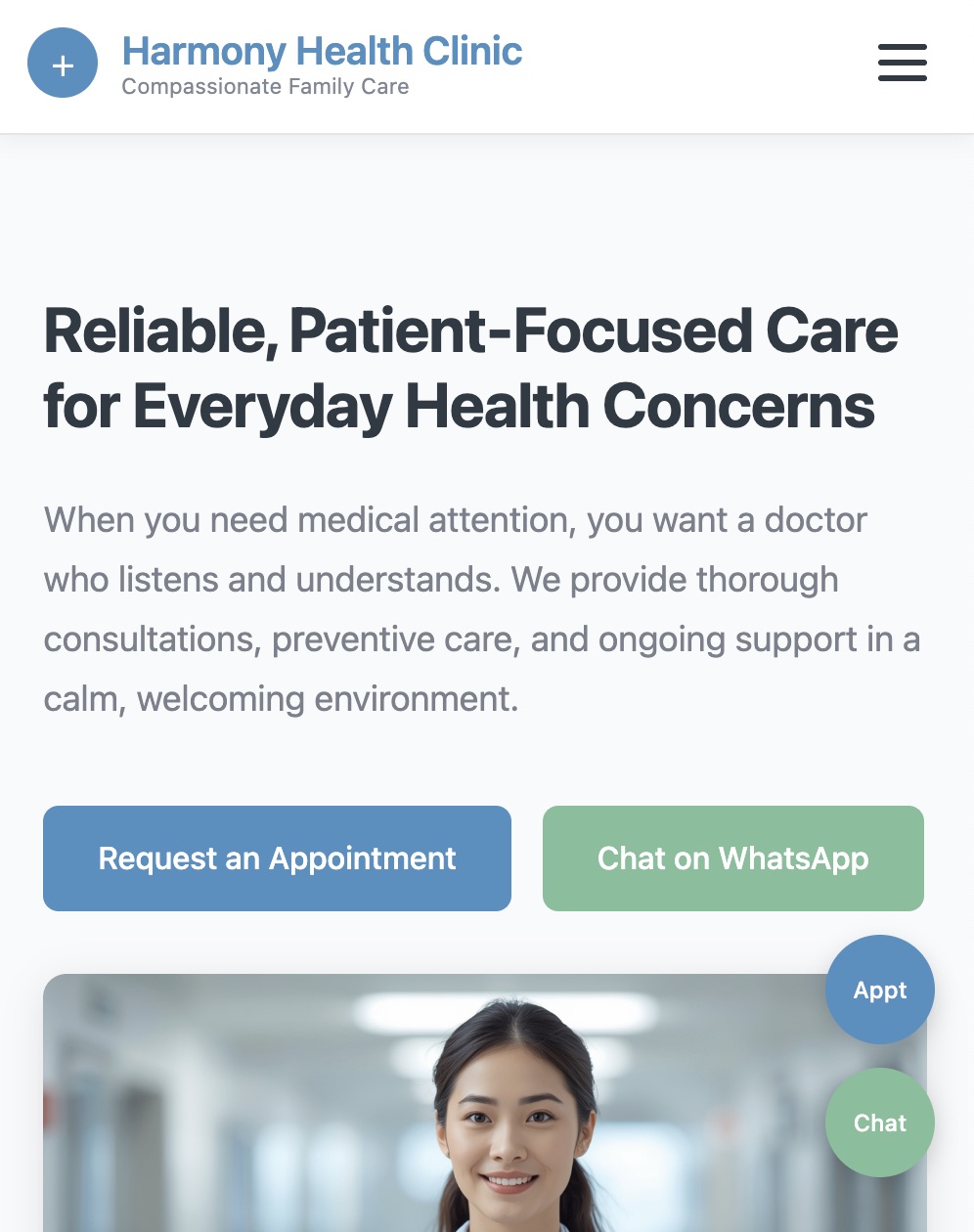 Clinic Basic mobile demo preview
