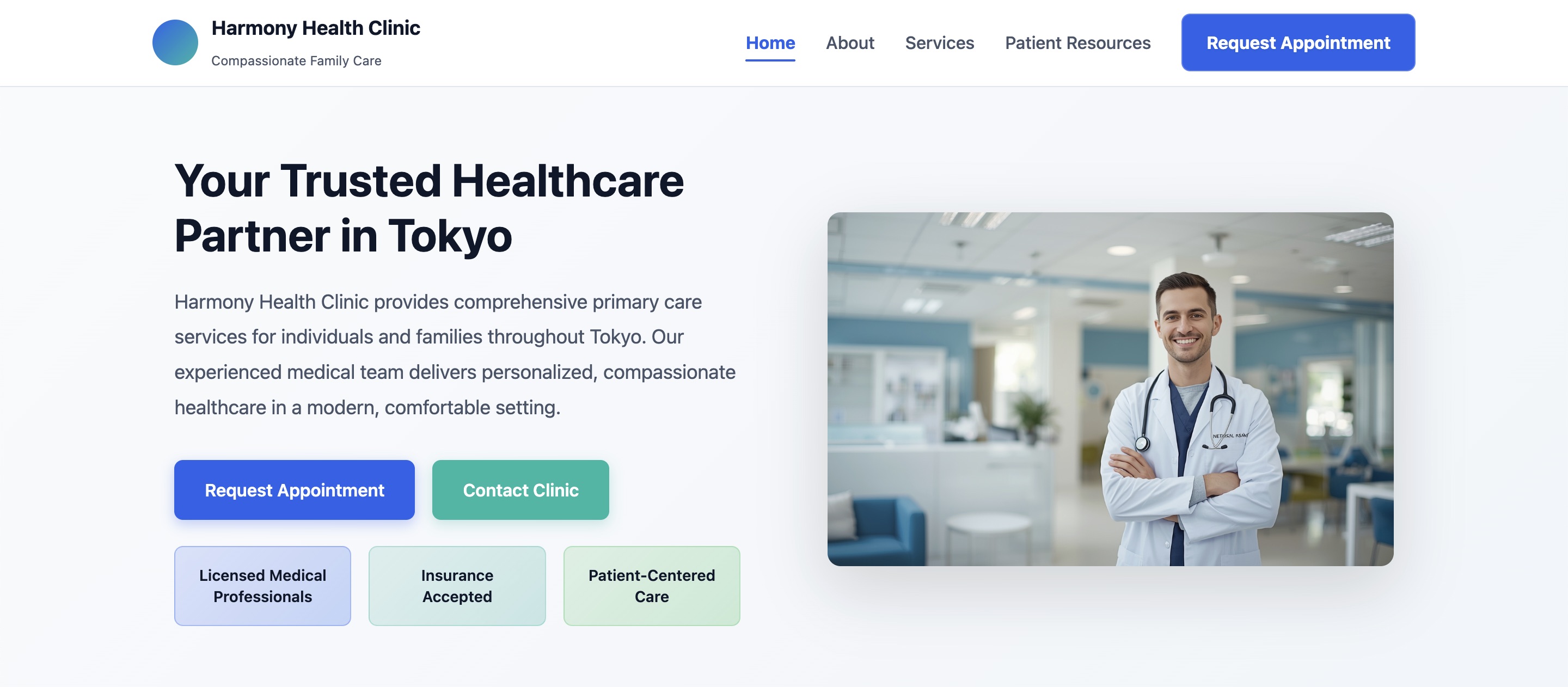 Clinic Standard desktop demo preview