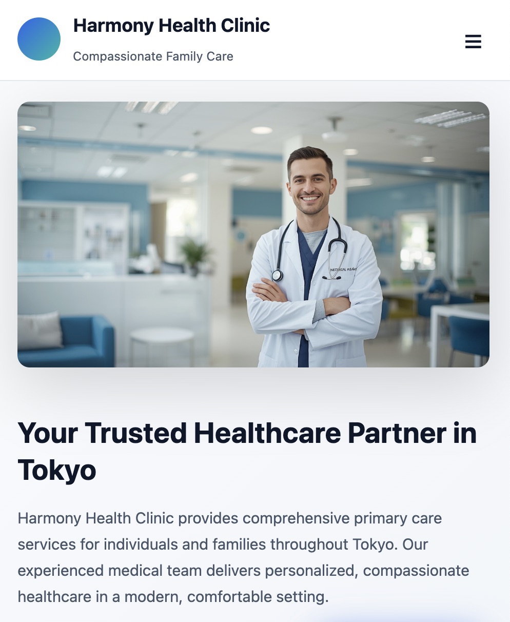 Clinic Standard mobile demo preview