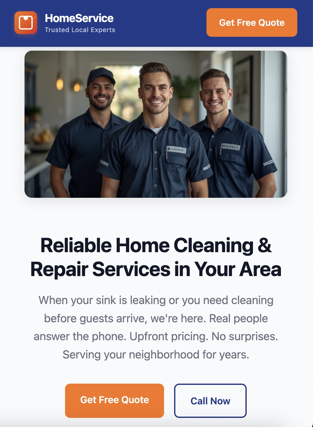 Home Service Basic mobile demo preview